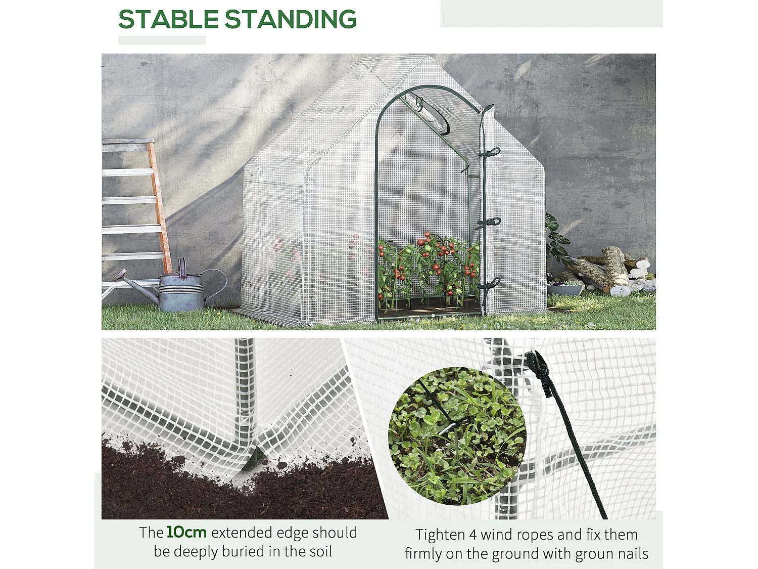 Outsunny Walk-In Portable Greenhouse Mini Grown House Steel Frame Window White