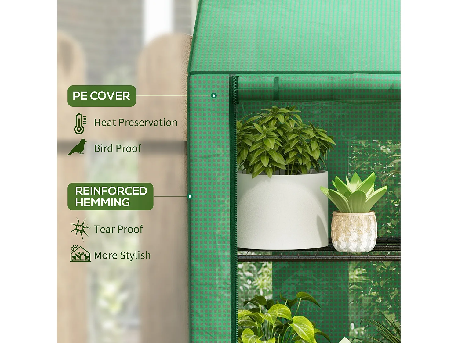 Outsunny Mini Green House with 3 Tier Shelves, 151H x 143W x 46Dcm, Green