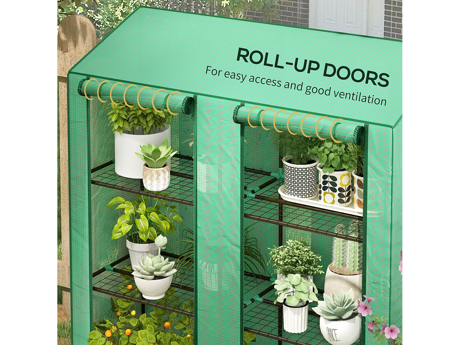 Outsunny Mini Green House with 3 Tier Shelves, 151H x 143W x 46Dcm, Green
