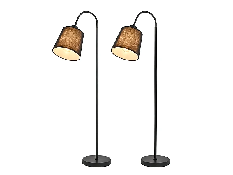 NETTLIFE Lampe sur pied 160cm, abat-jour beige orientable, interrupteur au pied, E27.