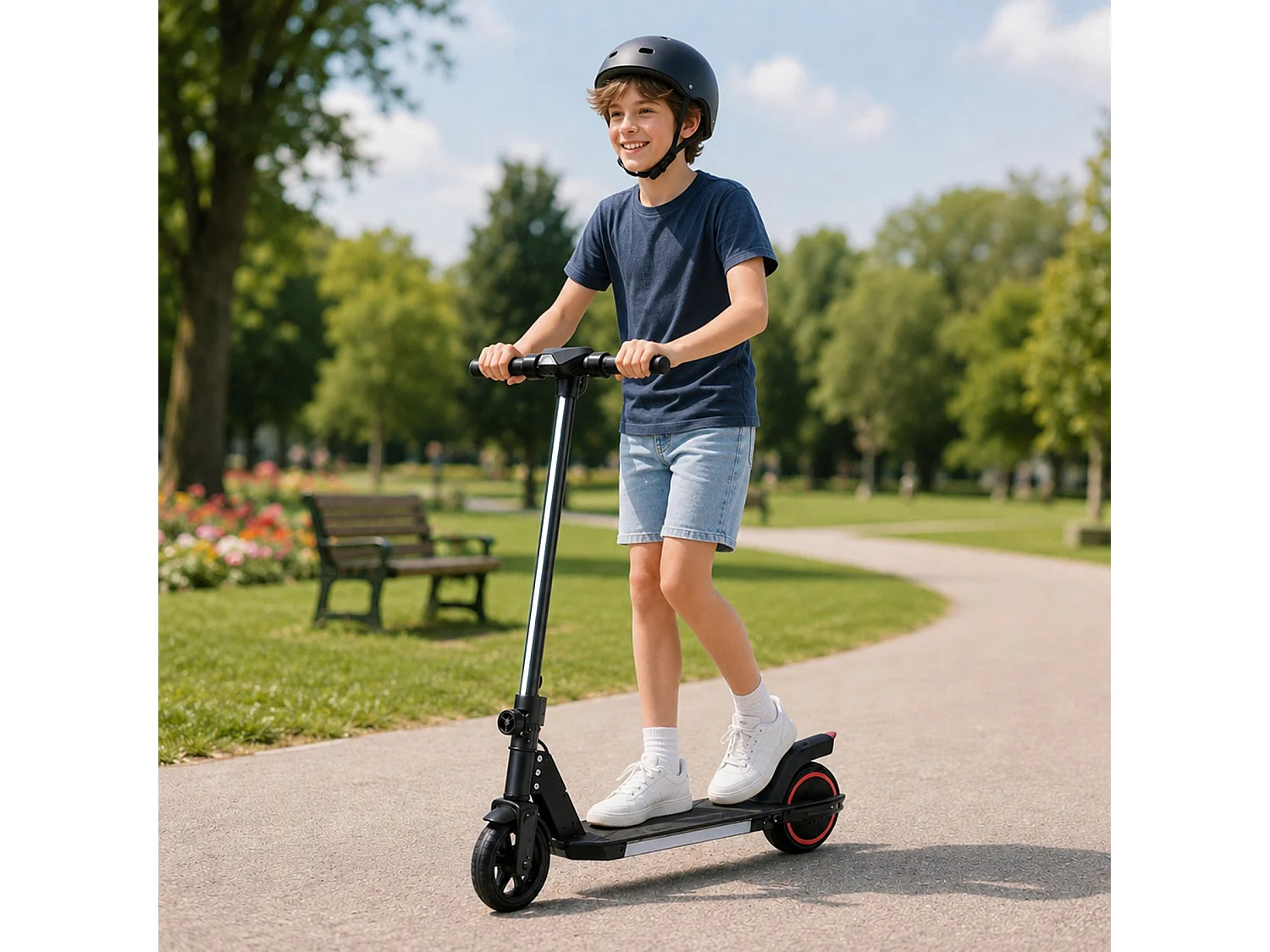 Oryxearth Trottinette électrique pour enfants, moteur de 150 W avec lumières LED et freins