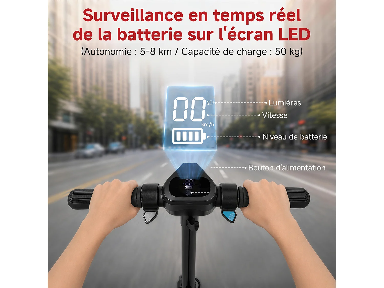 Oryxearth Trottinette électrique pour enfants, moteur de 150 W avec lumières LED et freins