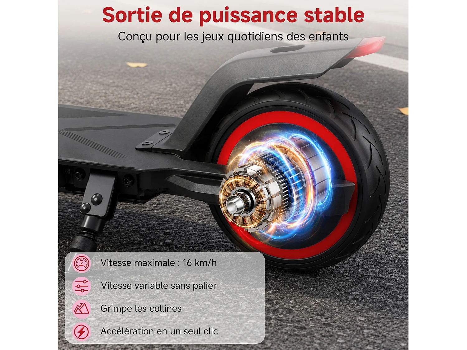 Oryxearth Trottinette électrique pour enfants, moteur de 150 W avec lumières LED et freins