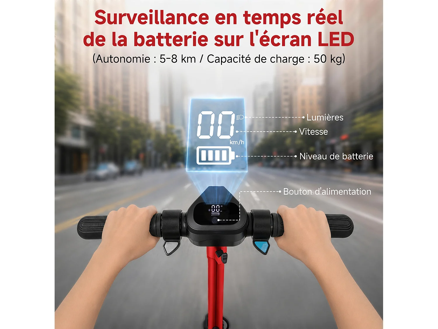 Oryxearth Trottinette électrique pour enfants, moteur de 150 W avec lumières LED et freins