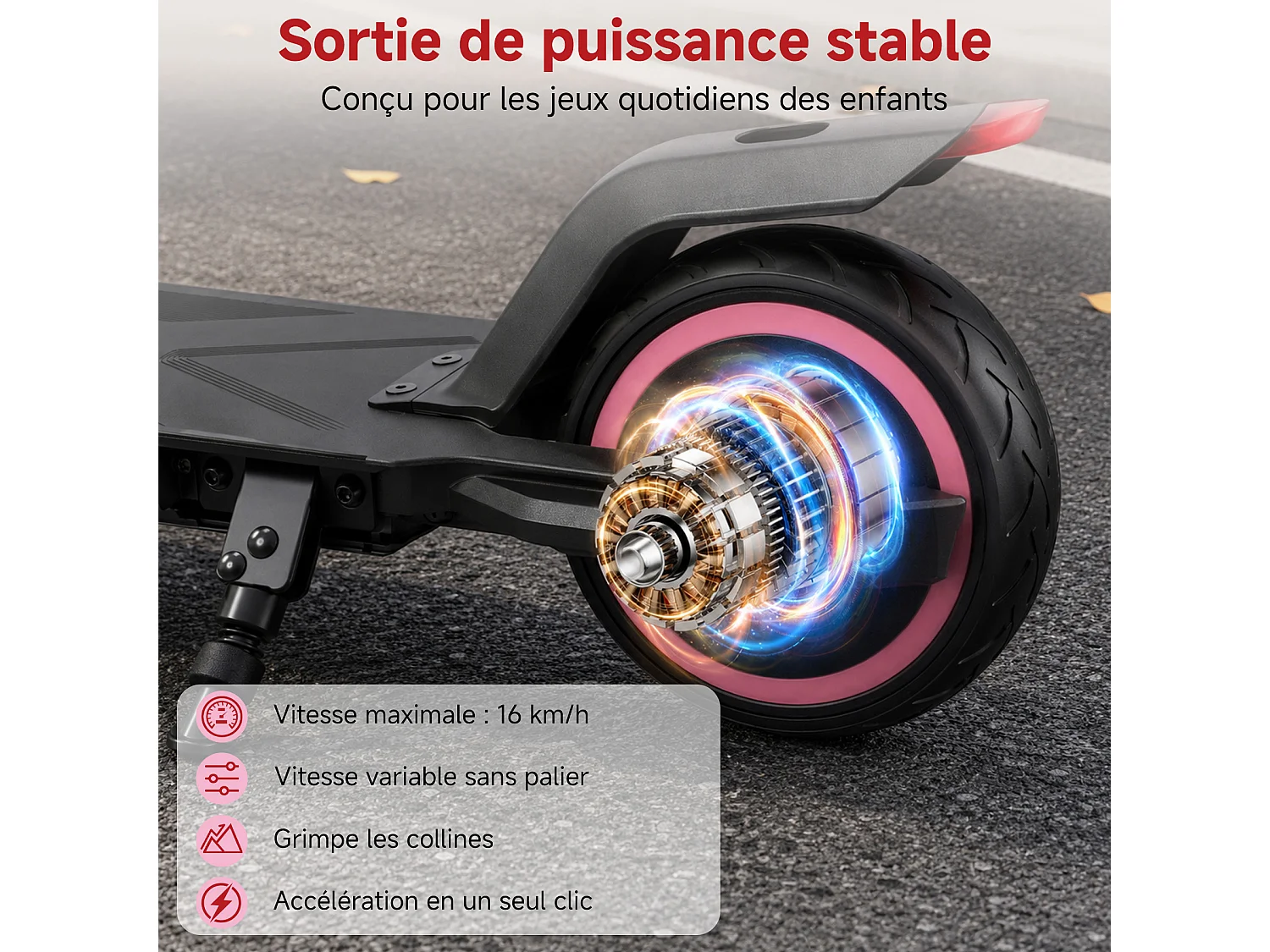 Oryxearth Trottinette électrique pour enfants, moteur de 150 W avec lumières LED et freins