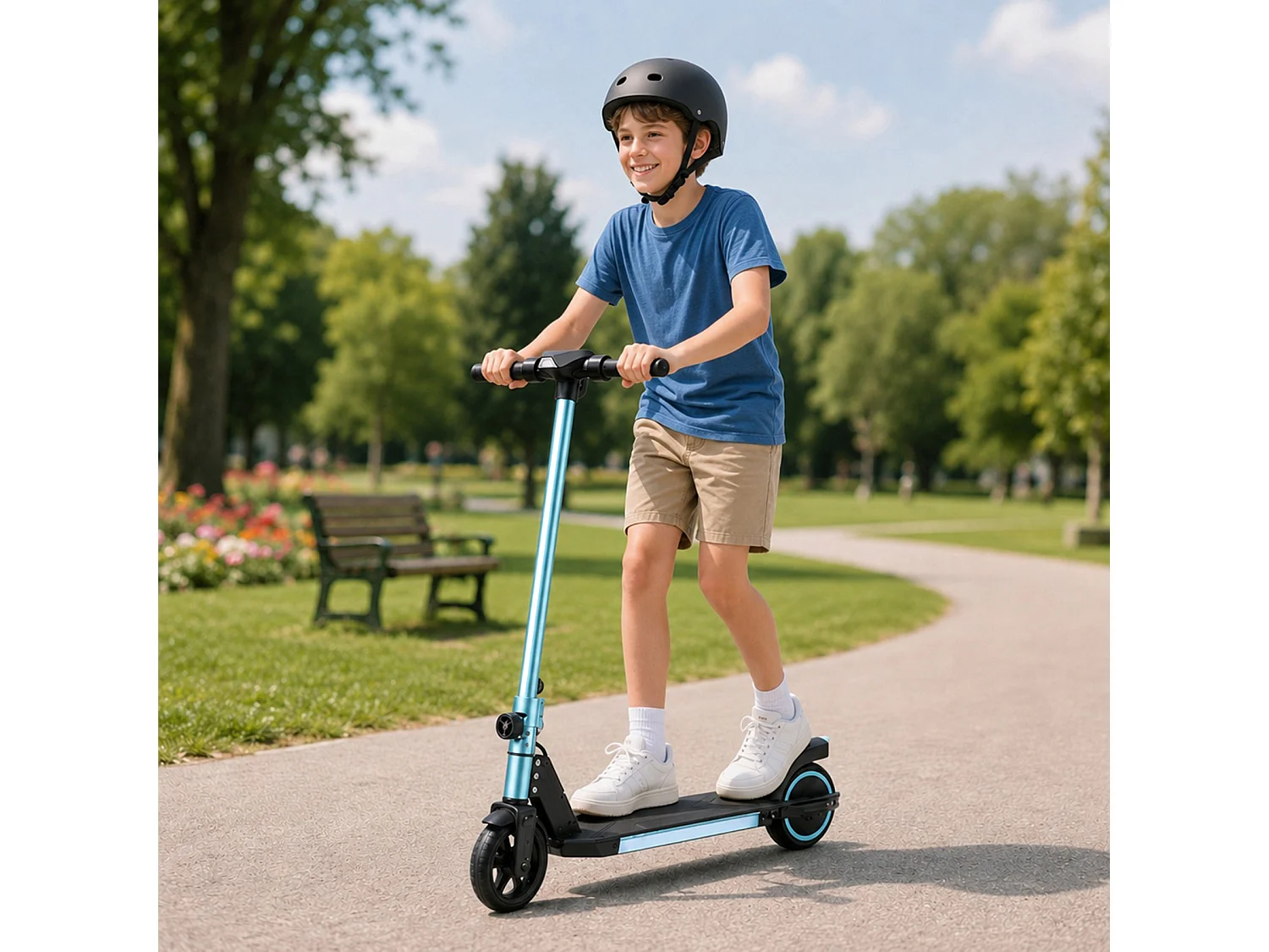 Oryxearth Trottinette électrique pour enfants, moteur de 150 W avec lumières LED et freins