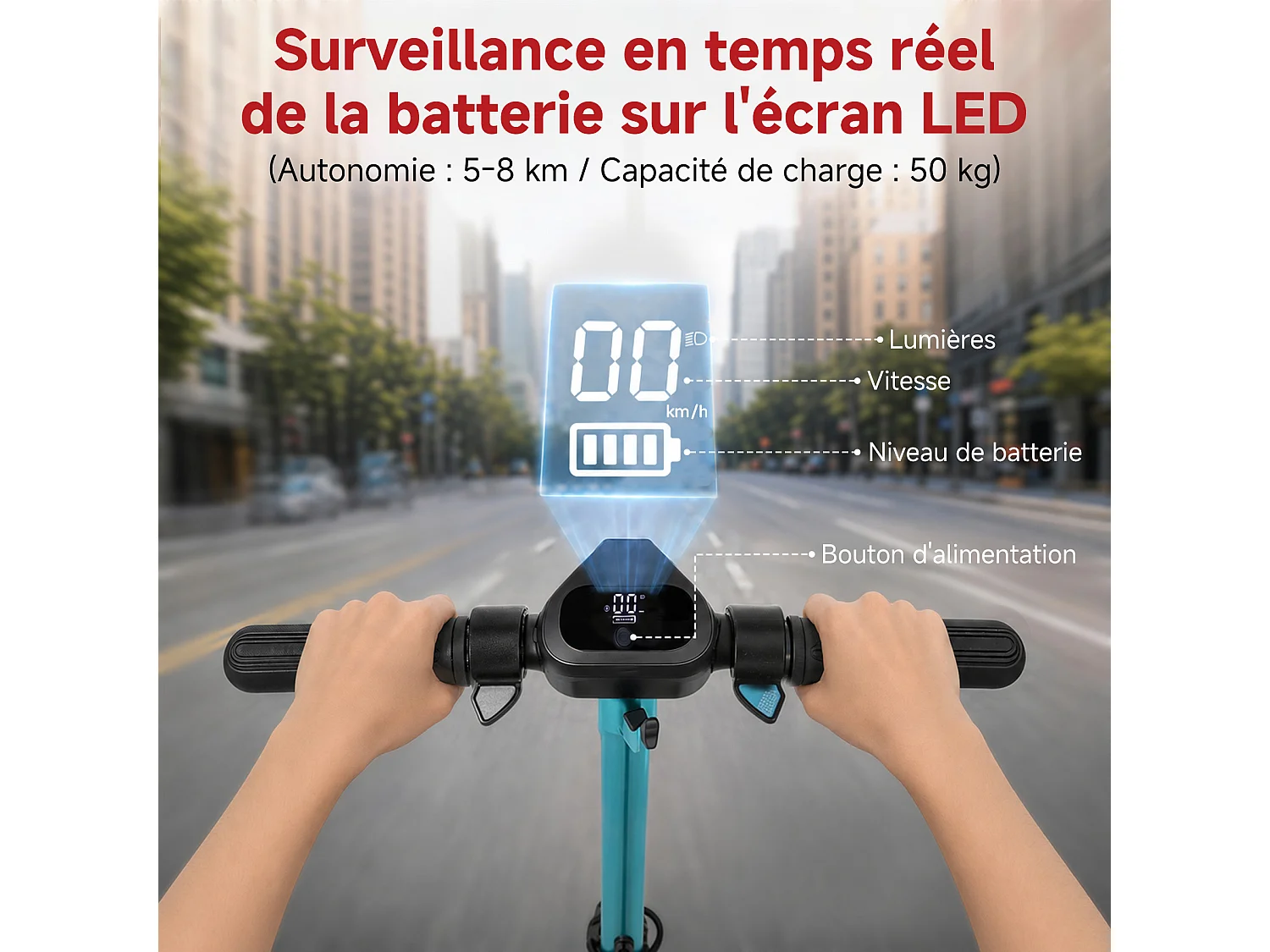 Oryxearth Trottinette électrique pour enfants, moteur de 150 W avec lumières LED et freins
