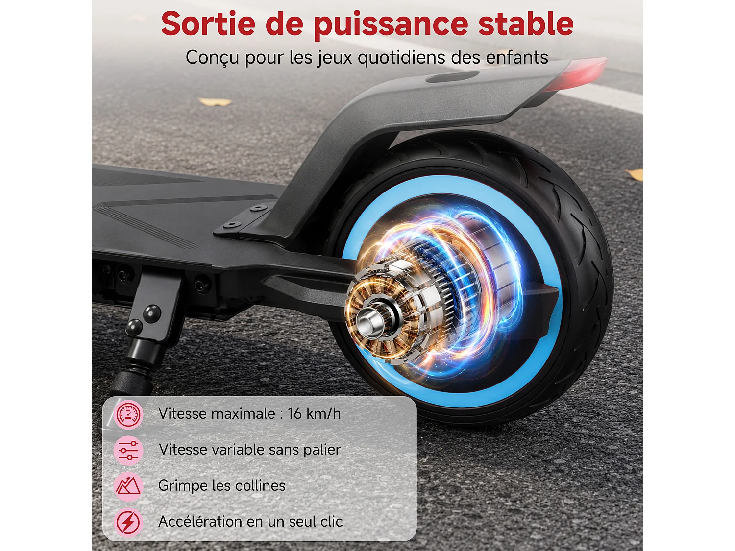 Oryxearth Trottinette électrique pour enfants, moteur de 150 W avec lumières LED et freins