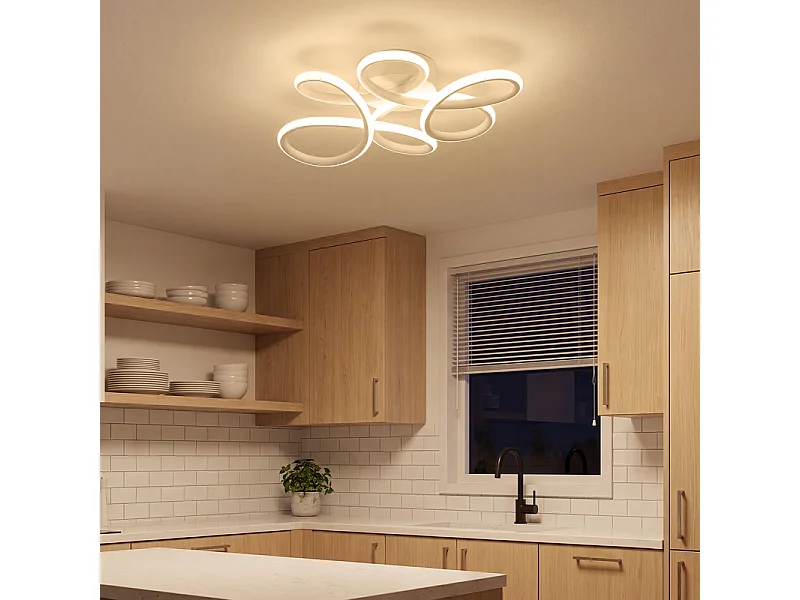 NETTLIFE LED-Deckenleuchte 24W 3000K weiß floral modern