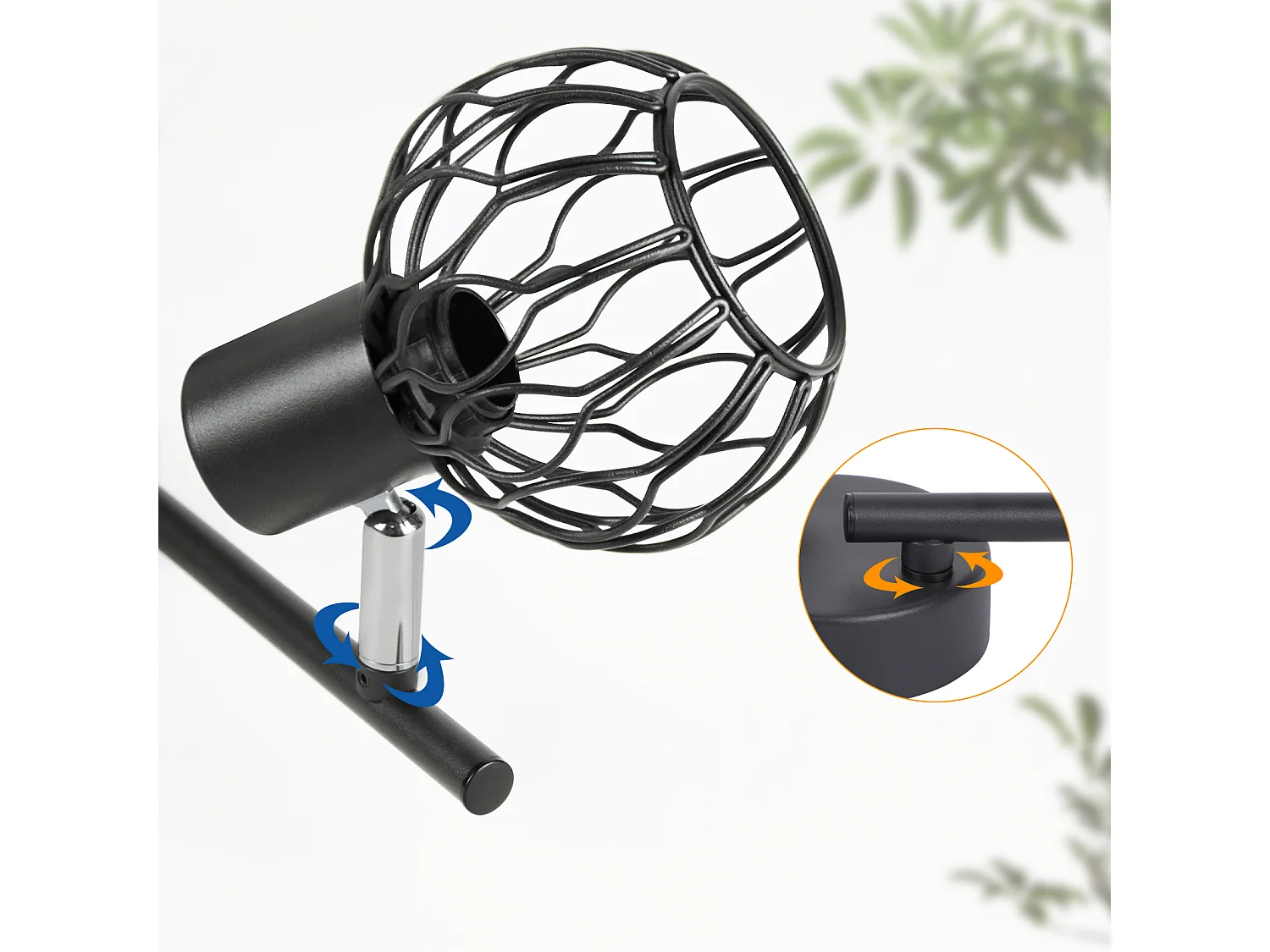 NETTLIFE Foco de techo 4x E14 negro orientable 350°, sin bombillas