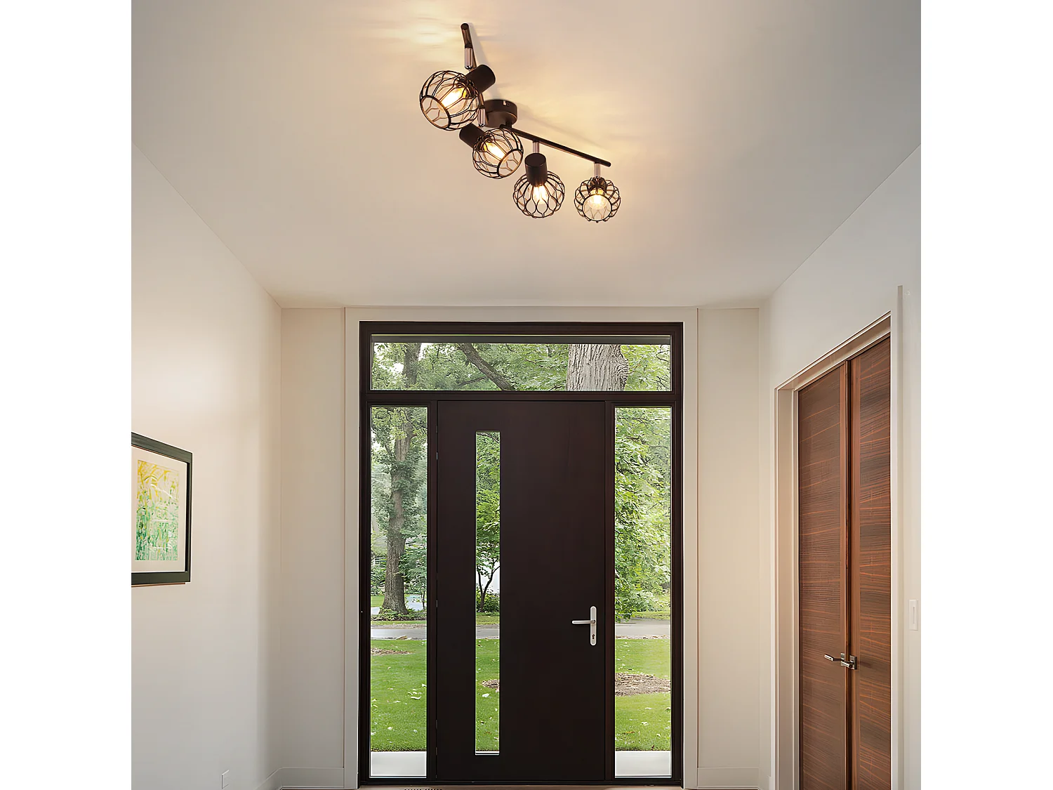 NETTLIFE Foco de techo 4x E14 negro orientable 350°, sin bombillas