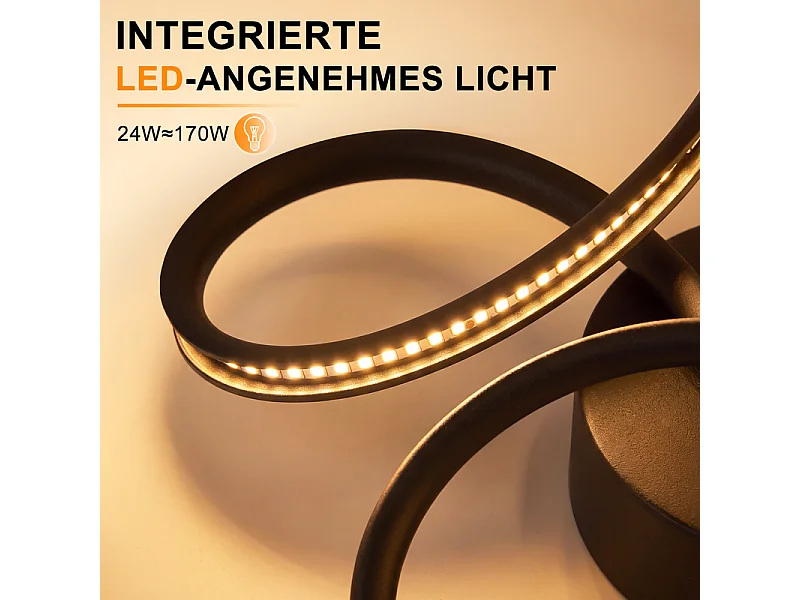 NETTLIFE LED-Deckenleuchte 24W 3000K Design Blume schwarz Metall