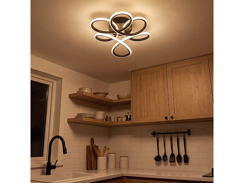 NETTLIFE LED-Deckenleuchte 24W 3000K Design Blume schwarz Metall