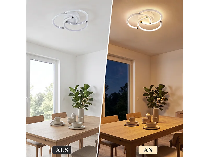 NETTLIFE LED-Deckenleuchte 24W 3000K Ringe weiß Metall