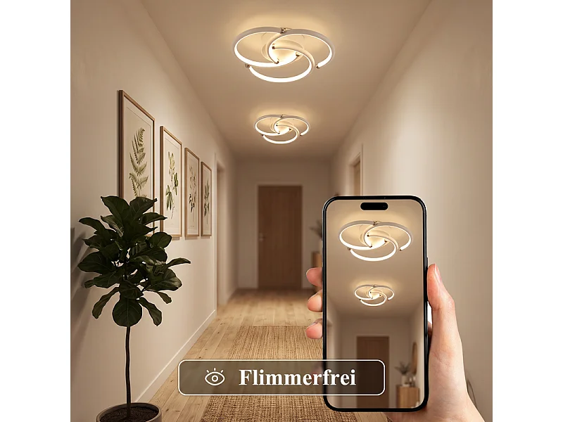 NETTLIFE LED-Deckenleuchte 24W 3000K Ringe weiß Metall