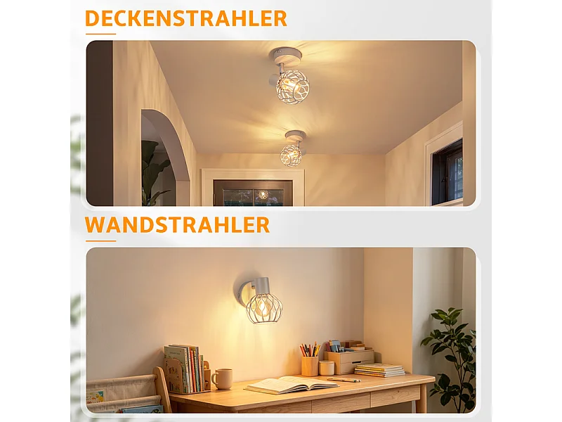 Nettlife spot led 1 lumière gris, orientable 350°, e14, sans ampoule.