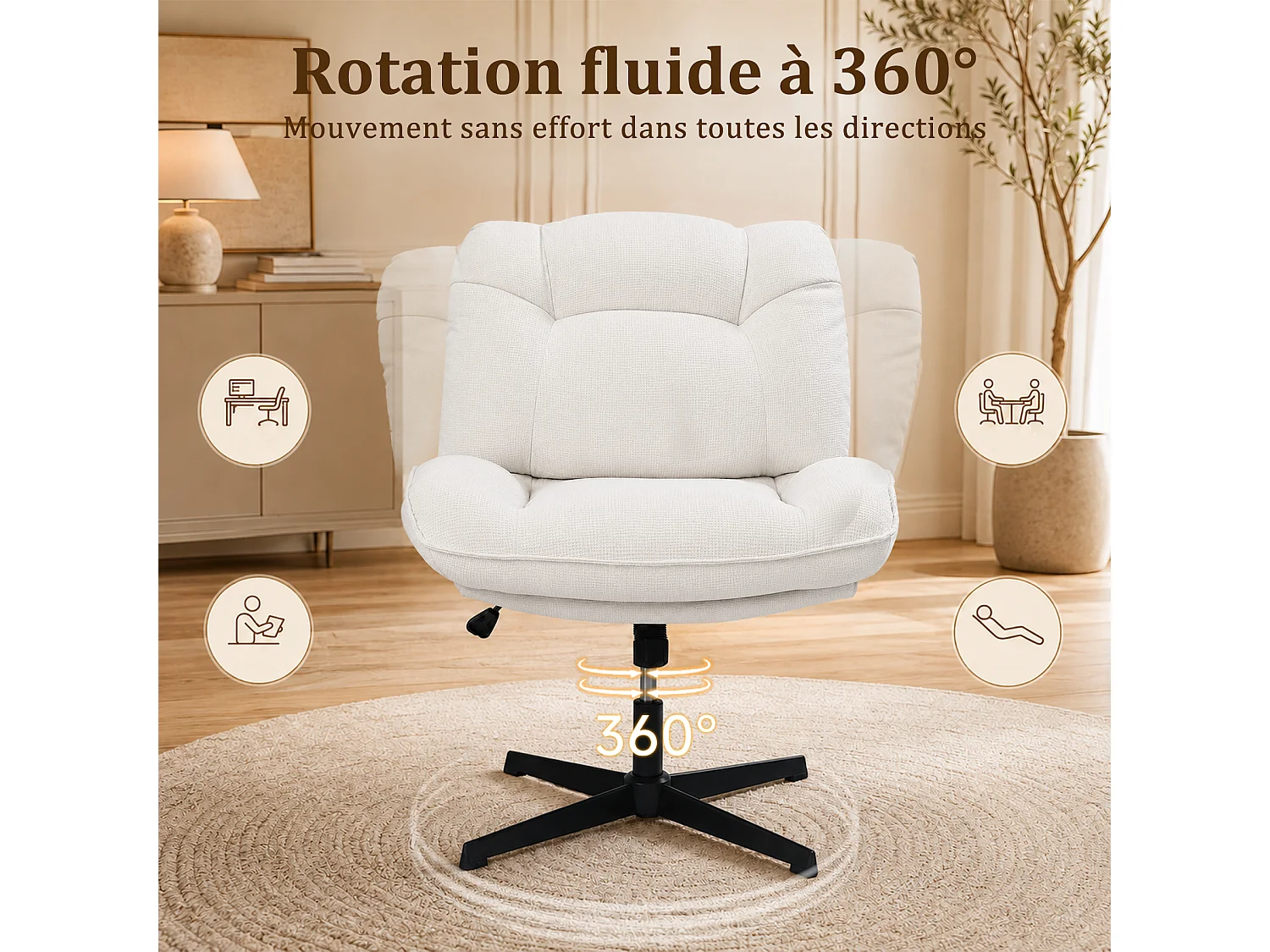 HomeMiYN Fauteuil de détente avec repose-pieds, fauteuil relax à dossier haut avec accoudoirs