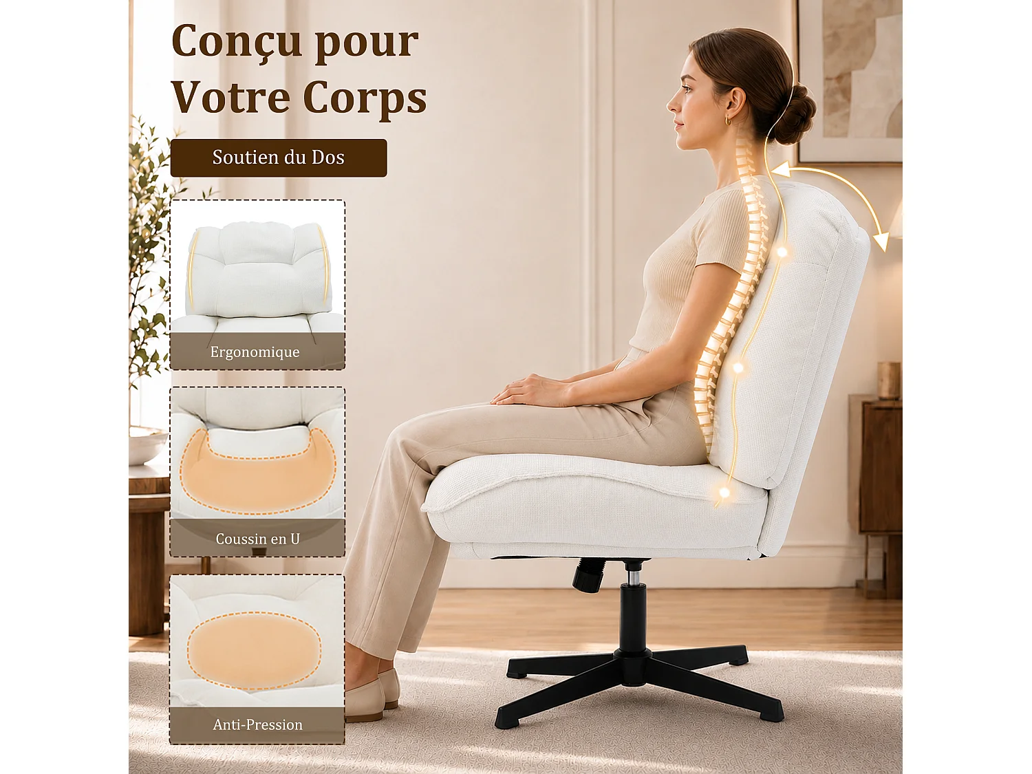 HomeMiYN Fauteuil de détente avec repose-pieds, fauteuil relax à dossier haut avec accoudoirs