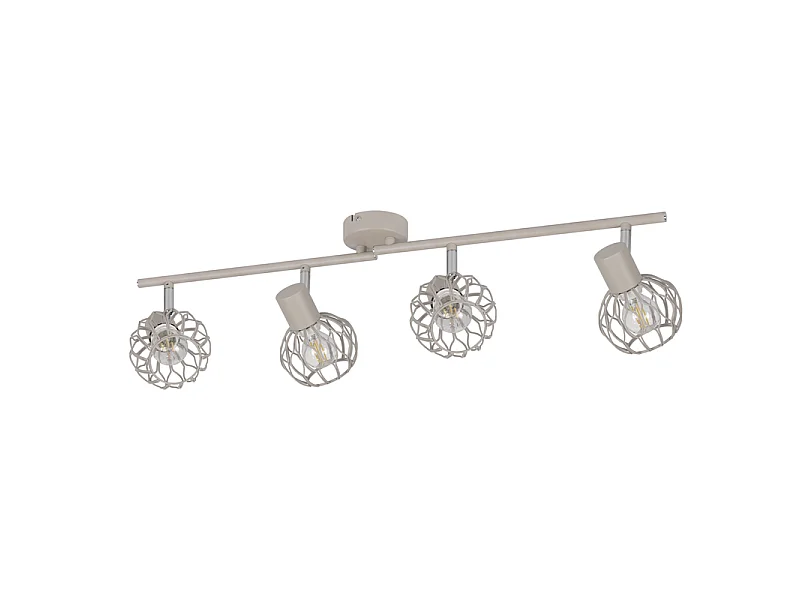 NETTLIFE Plafonnier LED 4 spots gris, orientable 350°, E14, sans ampoule.