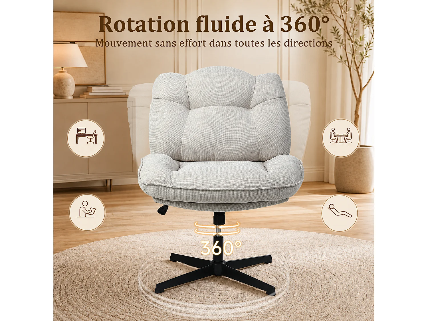 HomeMiYN Fauteuil de détente avec repose-pieds, fauteuil relax à dossier haut avec accoudoirs