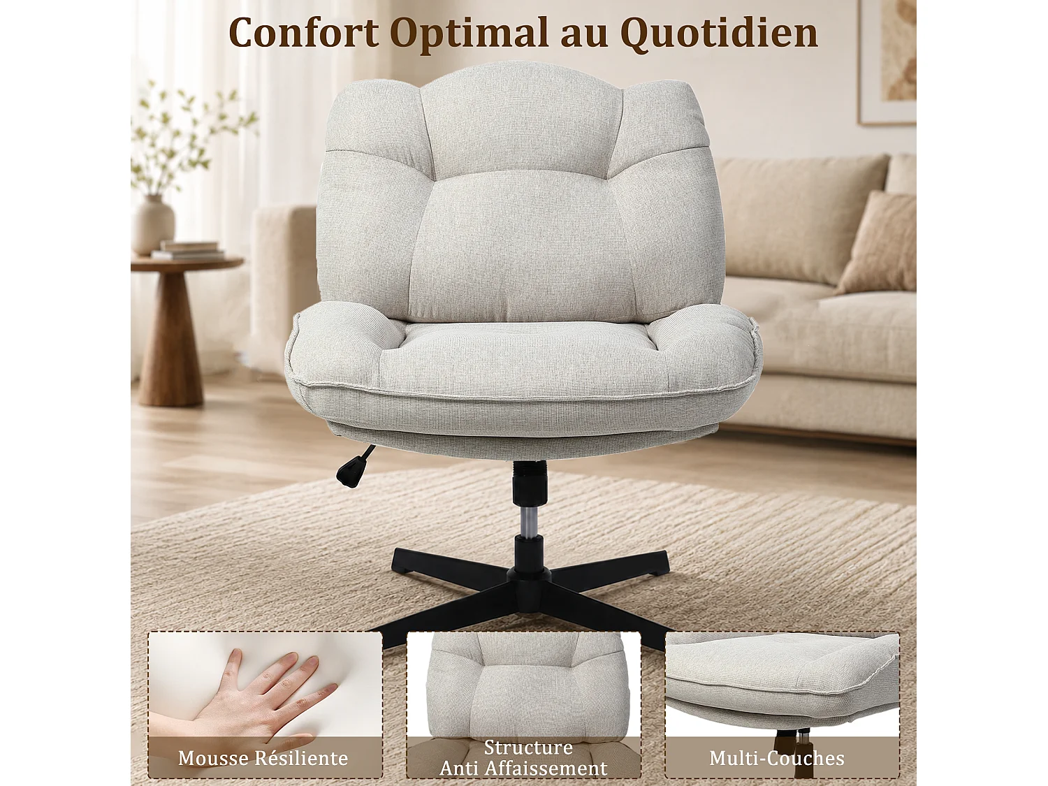 HomeMiYN Fauteuil de détente avec repose-pieds, fauteuil relax à dossier haut avec accoudoirs