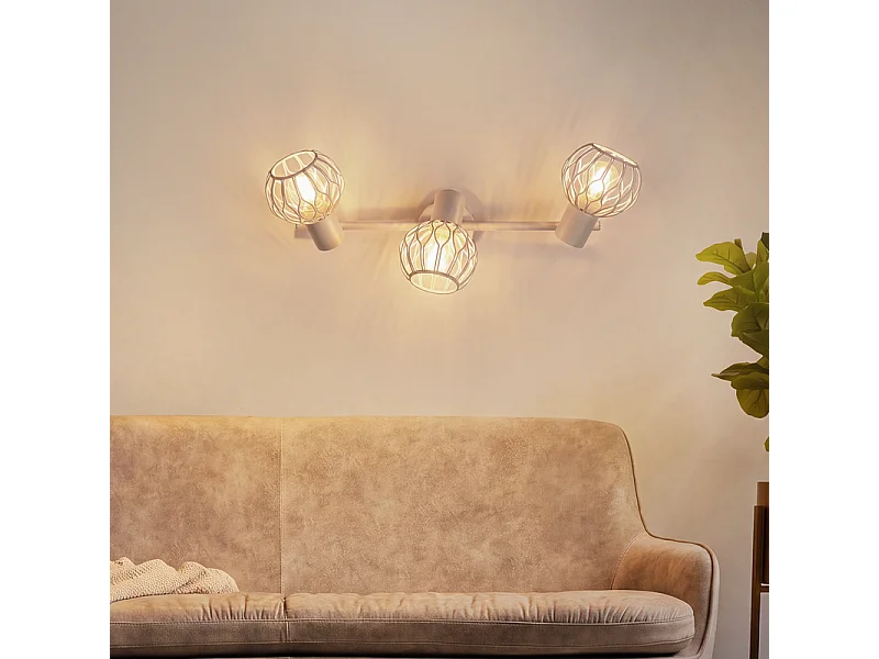 Nettlife plafonnier led 3 spots gris, orientable 350°, e14, sans ampoule.