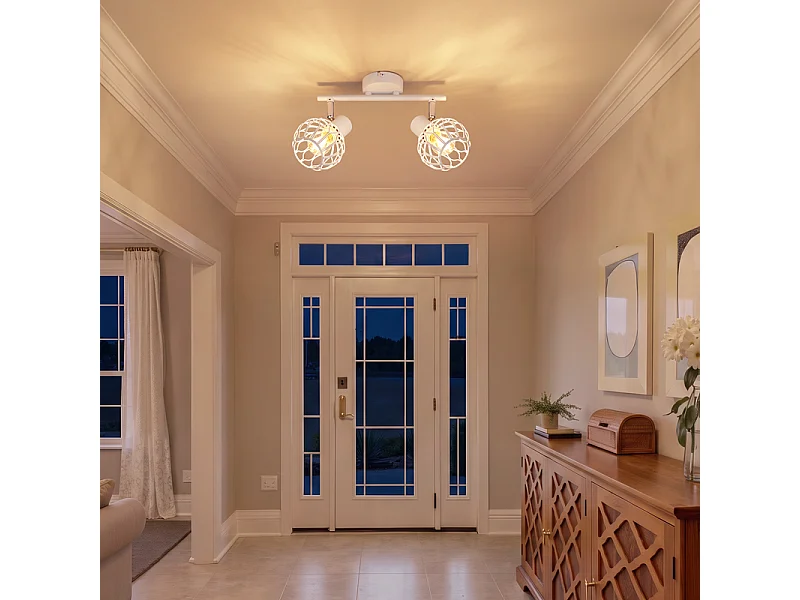 NETTLIFE LED-Deckenleuchte 2 weiße Strahler, 350° verstellbar, E14, ohne Leuchtmittel
