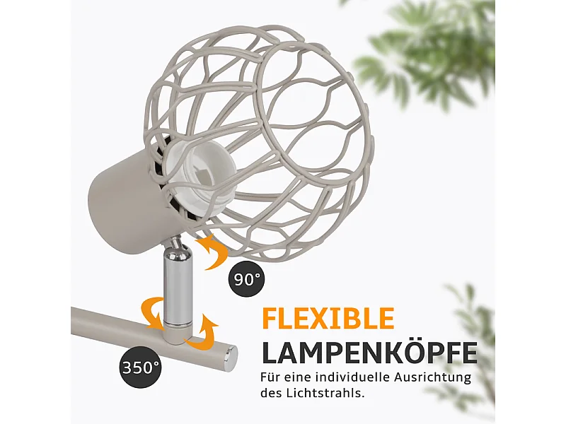 Nettlife plafonnier led 2 spots gris, orientable 350°, e14, sans ampoule.