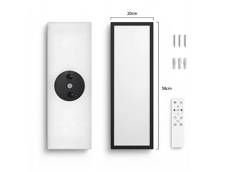 NETTLIFE Plafonnier LED 58x20cm 22W télécommande