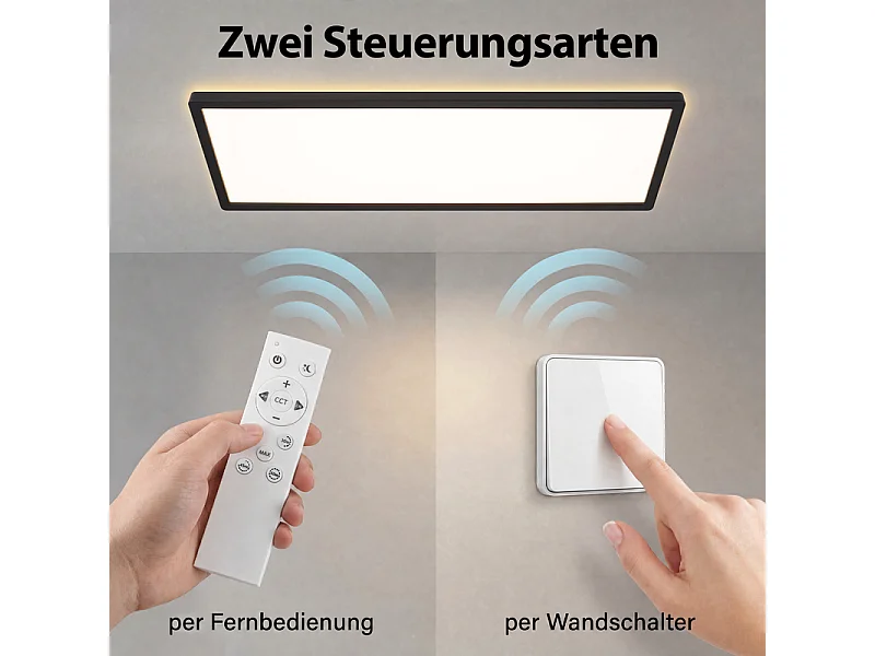 NETTLIFE Plafonnier LED 58x20cm 22W télécommande