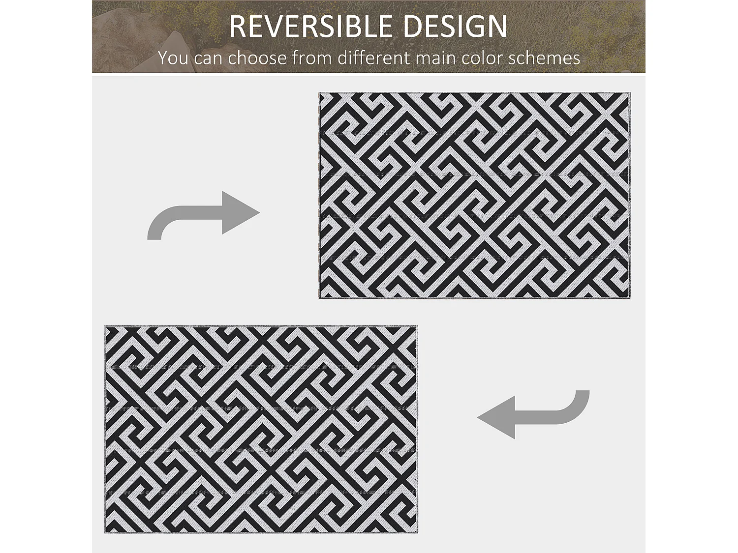 Outsunny 121x182cm Reversible Outdoor Rug Portable Plastic Straw RV Camping Mat