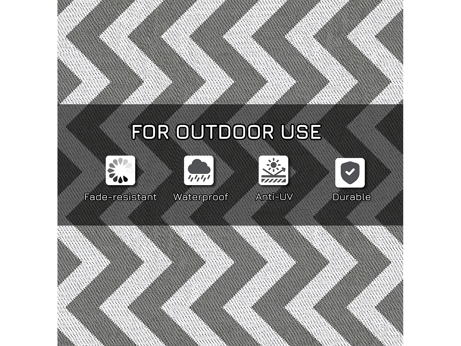 Outsunny Outdoor Rug, 1.2 x 1.8m Patio Floor Mat, Grey & White