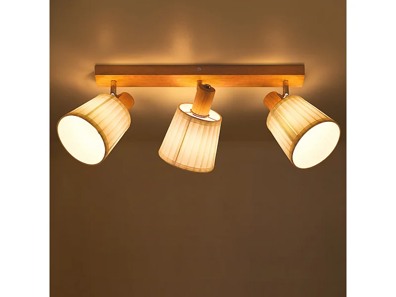 NETTLIFE Spot plafond 3 lampes bois E14
