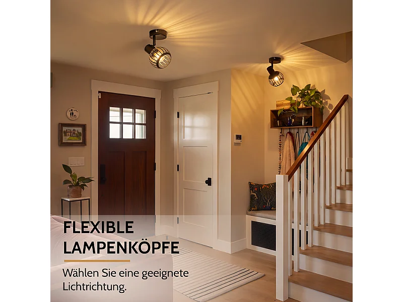 NETTLIFE Spot mural 1 lampe noir E14 cage