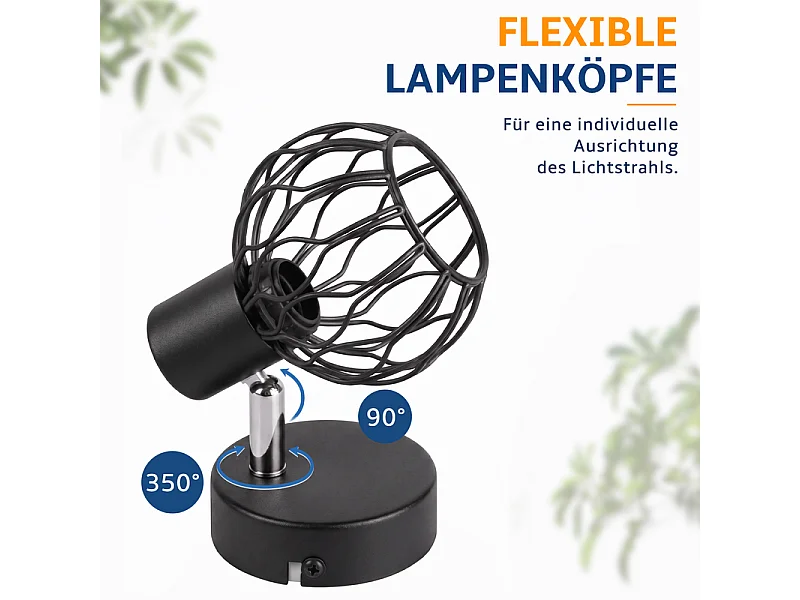NETTLIFE LED-Strahler 1 Licht schwarz, 350° verstellbar, E14, ohne Leuchtmittel