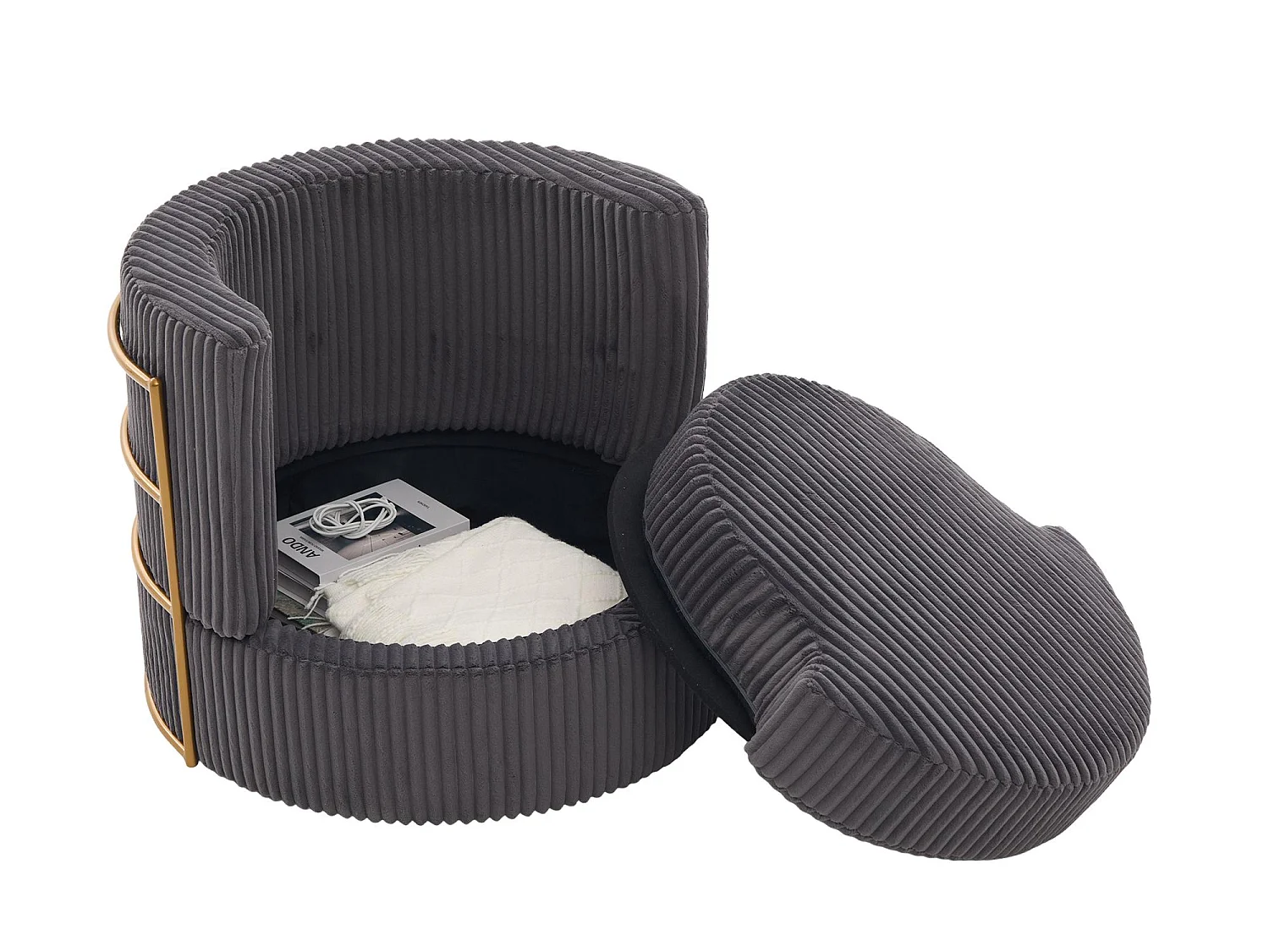 Lot de 2 Fauteuils Pivotants 360° en Velours Côtelé - Chaises de Relaxation Ergonomiques avec Rangement, Fauteuils d'Allaitement Élégant pour Salon et Chambre