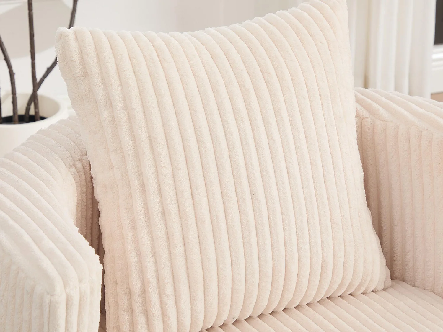 Fauteuil Pivotant 360° en Velours Côtelé - Chaise de Relaxation Ergonomique avec Rangement, Fauteuil d'Allaitement Élégant pour Salon et Chambre