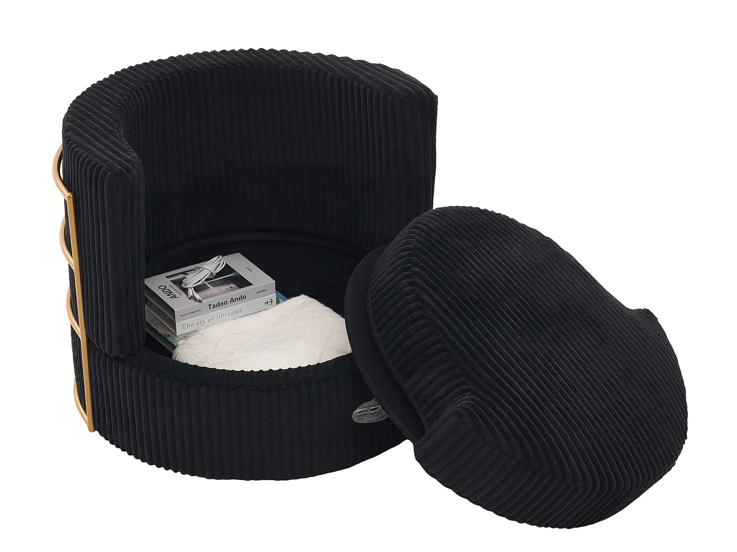 Lot de 2 Fauteuils Pivotants 360° en Velours Côtelé - Chaises de Relaxation Ergonomiques avec Rangement, Fauteuils d'Allaitement Élégant pour Salon et Chambre
