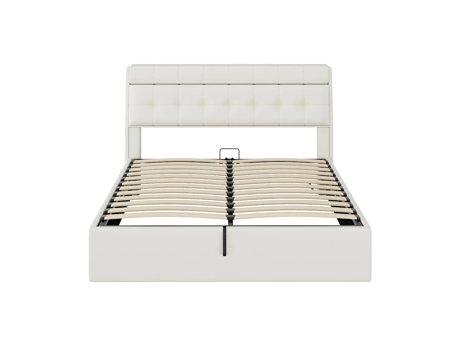 Lit Rembourré 160x200 cm avec Rangement Hydraulique,Tête de Lit et Coffre de Lit avec Espace de Rangement Caché,Design Moderne,Blanc