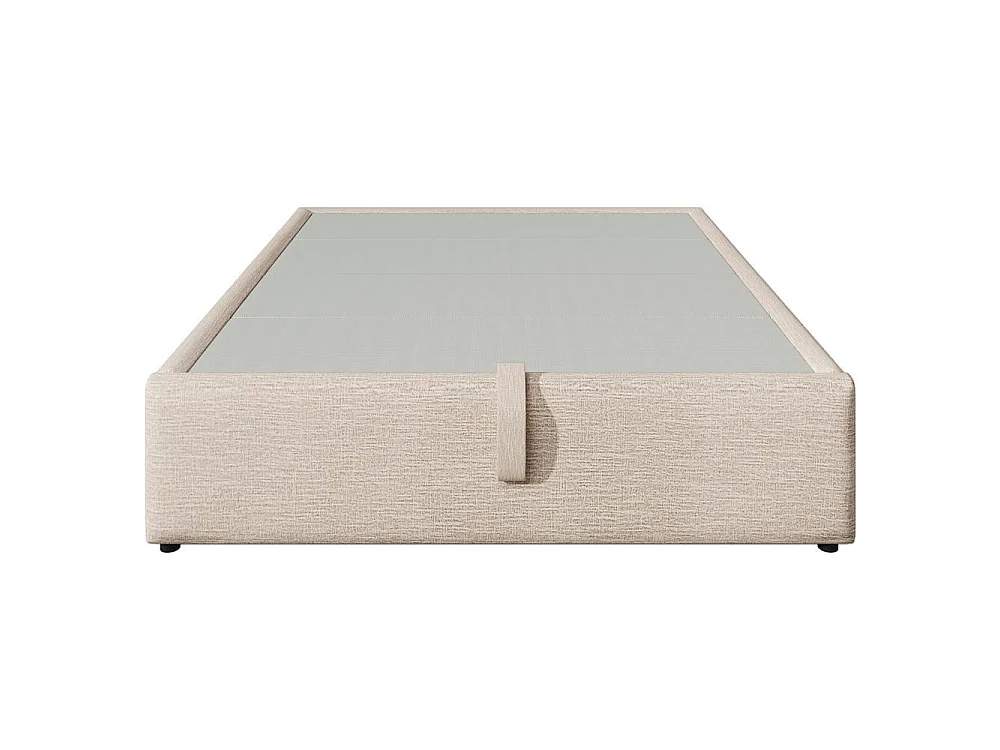Lit tapissé 160x200 cm, USB-C, sommier pleine surface, sans tête de lit, lin, confortable et pratique, naturel