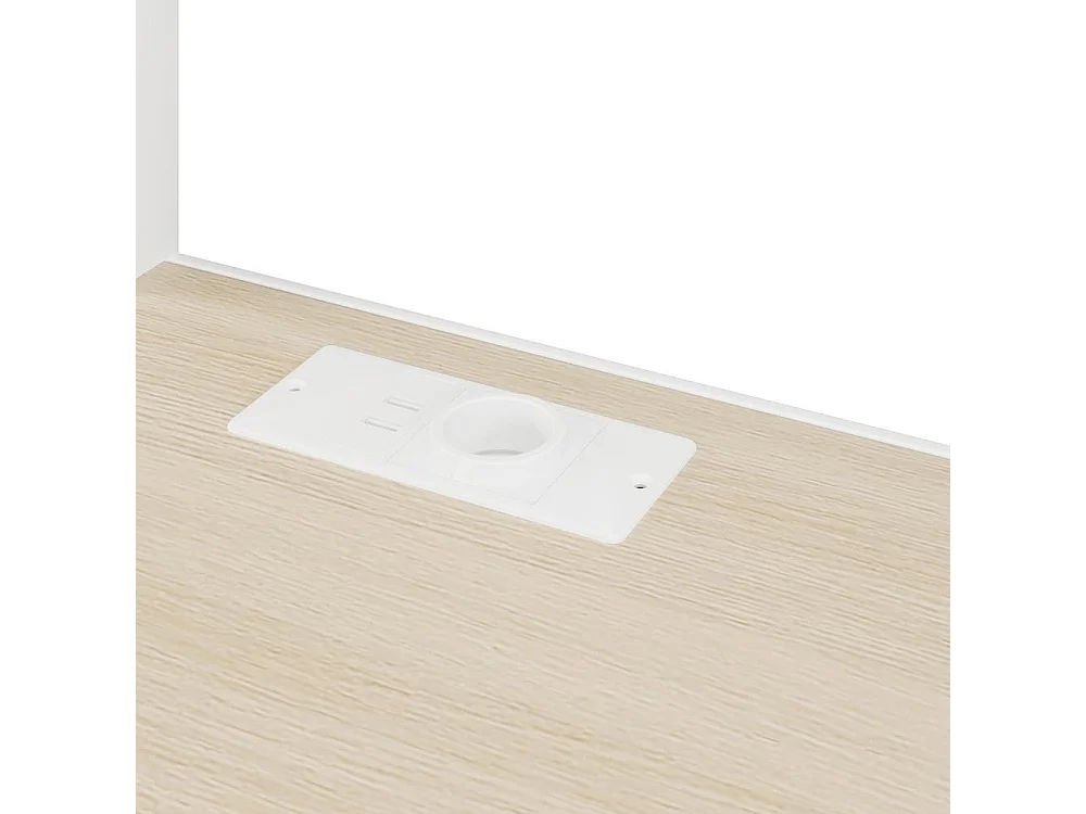 Lit mezzanine 90 x 200 cm métal MDF bureau intégré LED rangement échelle coffre USB design étudiant gain de place, blanc