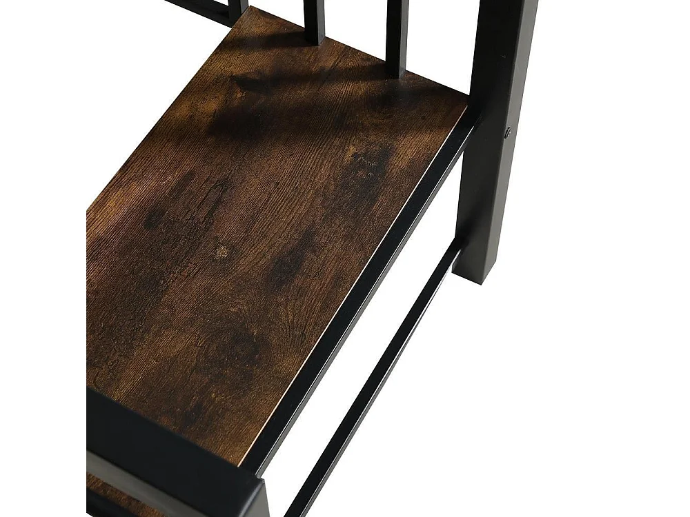 Lit superposé métal 90x200 et 120x200 cm pour enfants, rangement d’angle, cadre robuste et bois vintage, noir