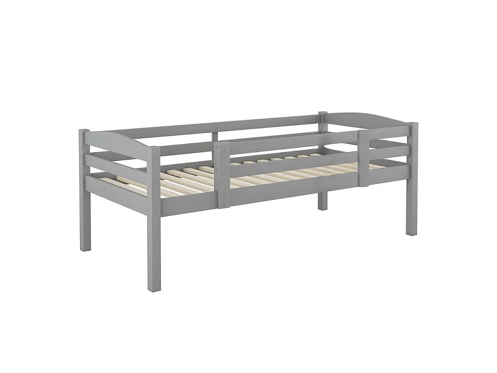 Lit superposé triple 90x200 cm pour enfants en bois avec 3 lits simples, échelles intégrées, garde-corps sécurisé, modulable, gris