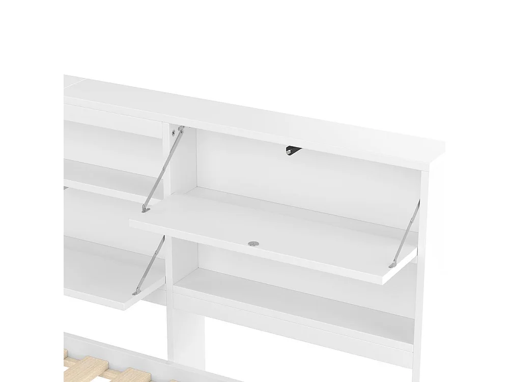 Daybed 140x200 cm lit canapé avec tiroir extensible, tête de lit rangement, USB Type C, design moderne multifonction, blanc