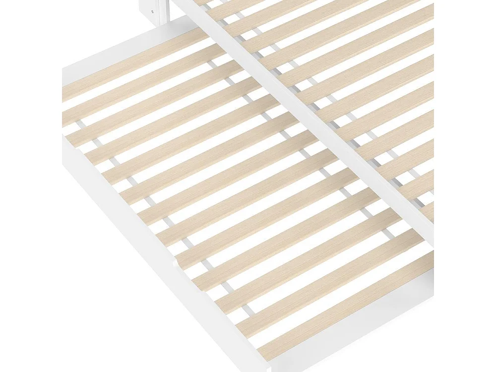 Daybed 140x200 cm lit canapé avec tiroir extensible, tête de lit rangement, USB Type C, design moderne multifonction, blanc