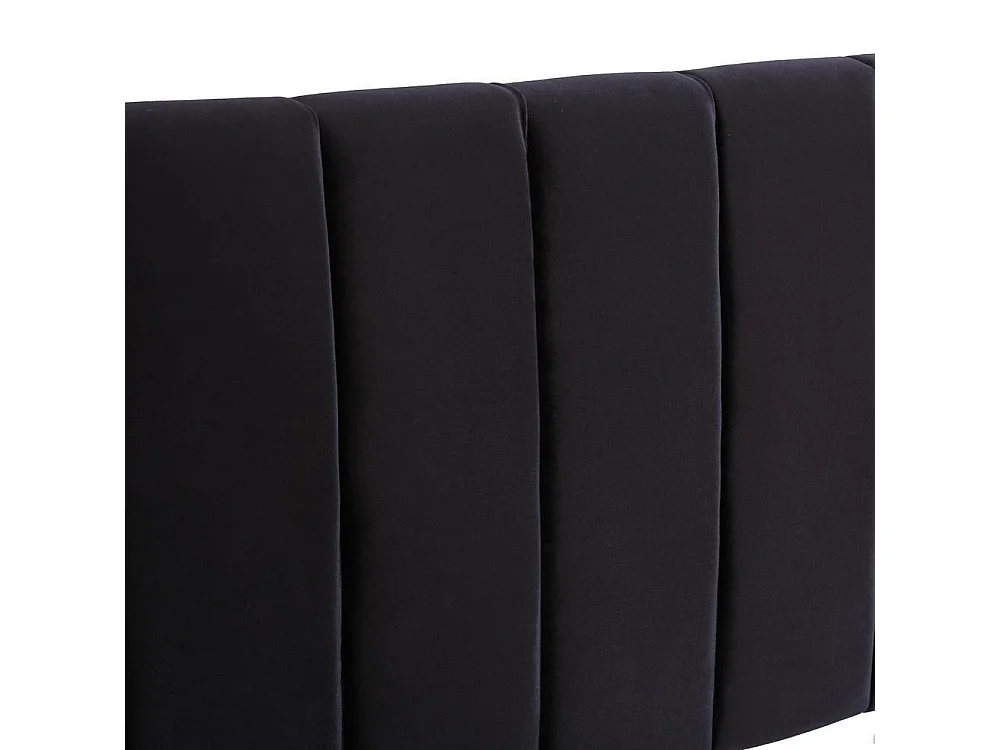Lit tapissé 140x200 cm en velours, 2 tiroirs, sommier à lattes, dossier rembourré, confortable et pratique, noir