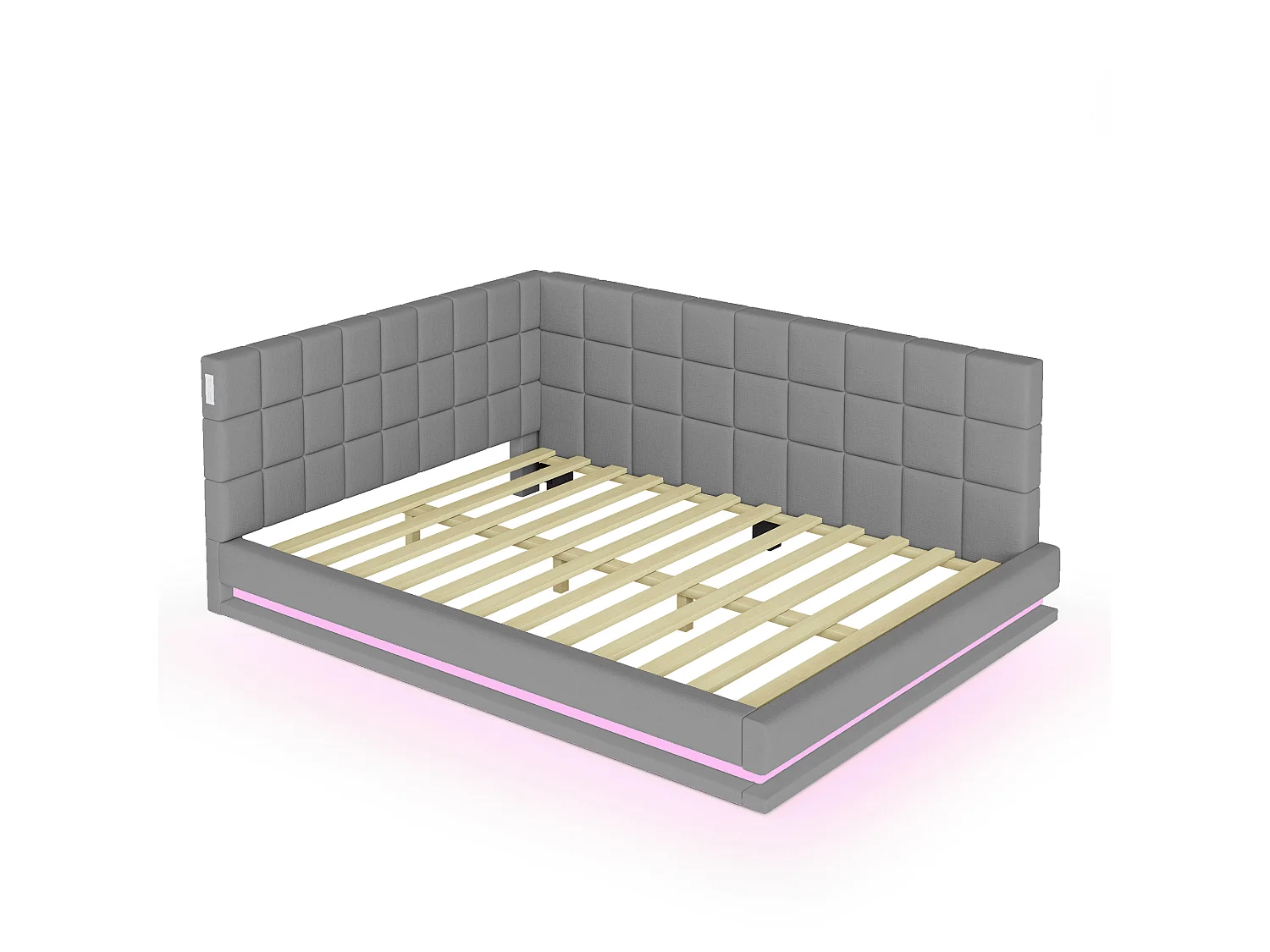 Canapé-Lit 140x200cm Velours Gris, LED RGB USB, Cadre Lattes 250kg, Multifonction Confortable, Sans Matelas