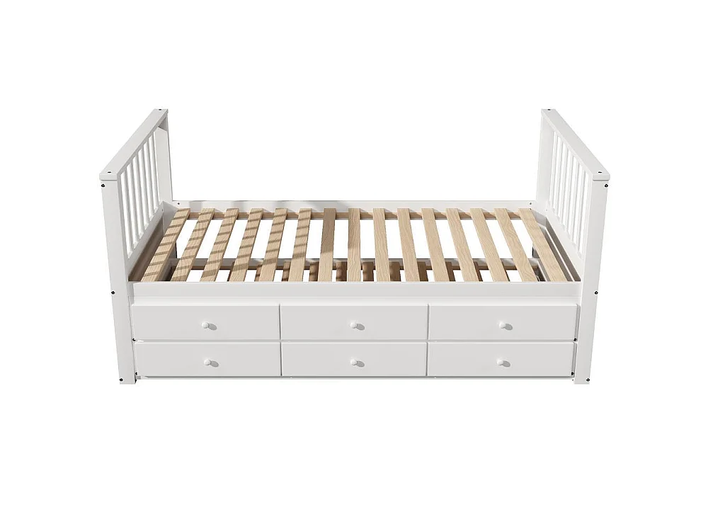 Lit enfant 90 x 200 cm bois massif tiroirs rangement lit gigogne extensible style moderne gain de place chambre, blanc