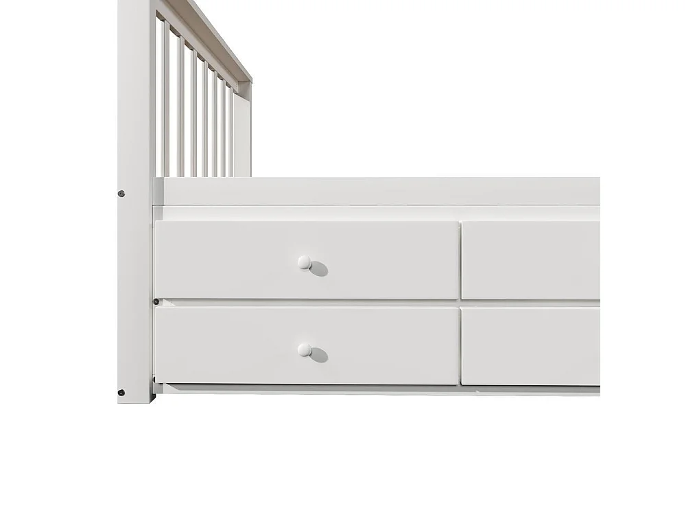Lit enfant 90 x 200 cm bois massif tiroirs rangement lit gigogne extensible style moderne gain de place chambre, blanc