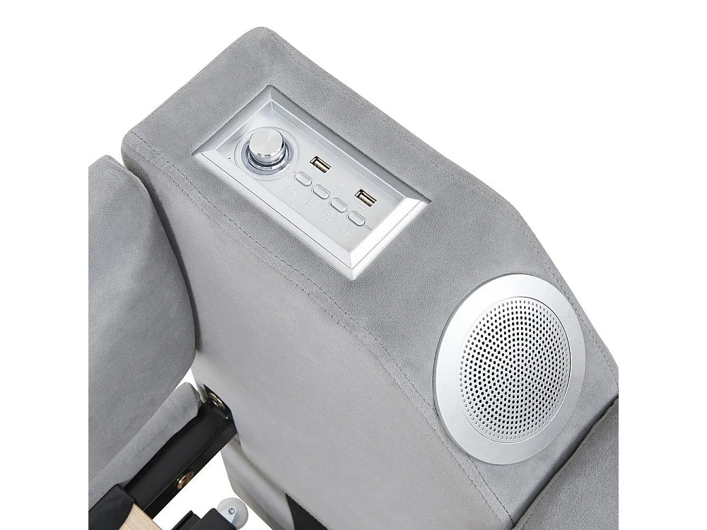 Canapé-lit 90/180x190 cm, Bluetooth, USB, rangements accoudoirs, sommier lattes, velours, confortable, gris clair